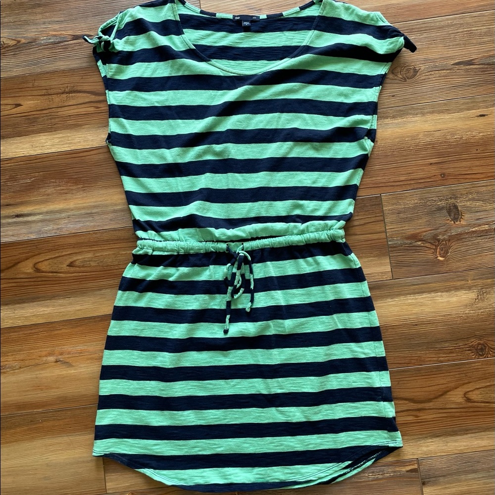 Striped tie waist t-shirt dress